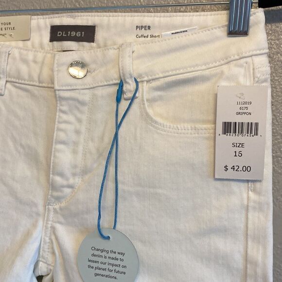 NWT- DL1961- Girls White roll up shorts- Piper cuffed shorts- Size XL girls 16 - Picture 4 of 9